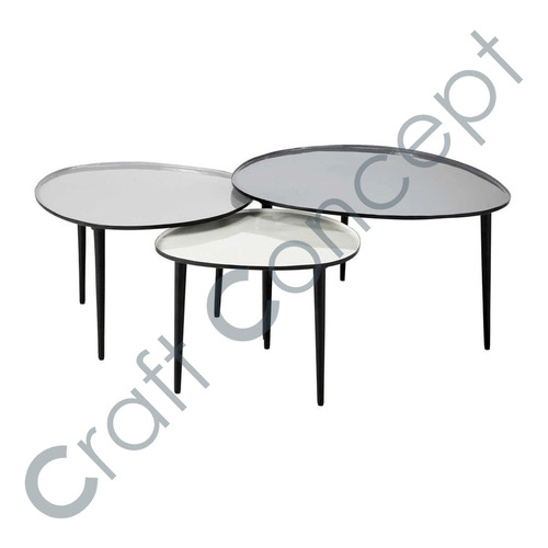 Set Of 3 Low Metal Nesting Table No Assembly Required