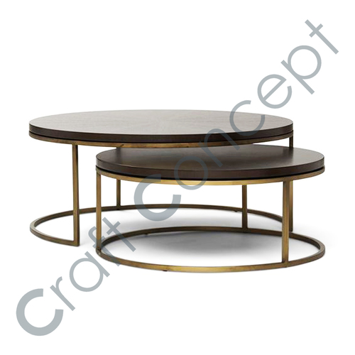 Set Of 2 Round Metal Nesting Table No Assembly Required