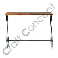 Sheesham Wood & Wrought Iron Console Table - Eco-friendly, No Assembly Required | Indian Style, Contemporary Design, Cozy Atmosphere