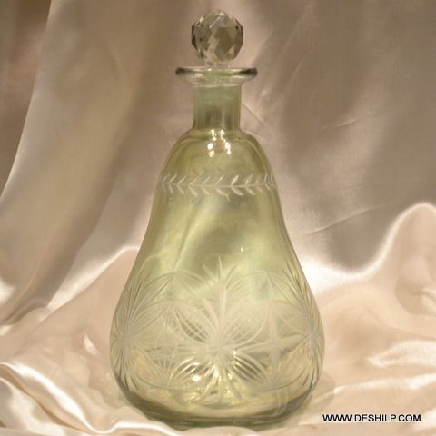 green glass perfume bottle