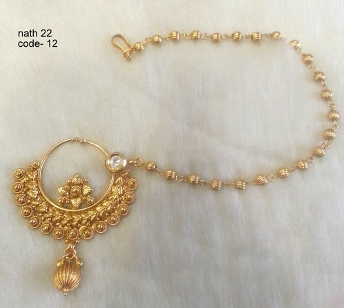 Nath Nose Ring - Copper Alloy, Intricate Patterns & Customizable Designs