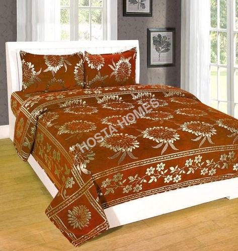 Floral Chenille Bed Sheet With Pillow Covers Length: 90 X 100 Inch (In)