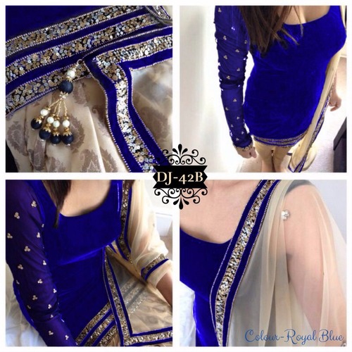 FESTIVE WEAR DESIGNER CREAM VELVET SALWAR WORK SUITS
