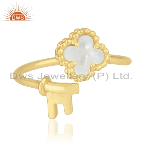Gold Plated Silver Clover Key Ring Jewelry