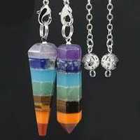 7 Chakra Layeres Healing Gem Stone Pendulum