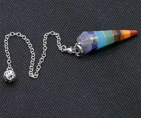 7 Chakra Layered Healing Gem Stone Pendulum
