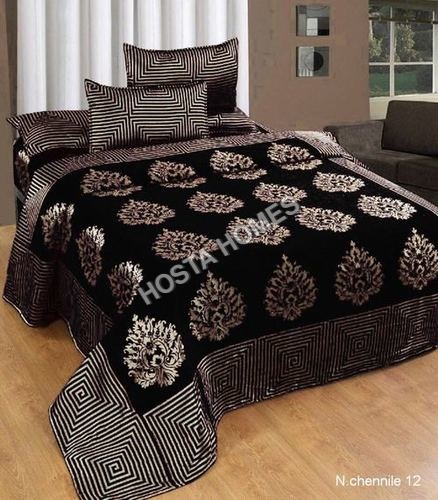 Coffee Color 90 X 100 Chenille Double Bed Bed Sheet With Pillow Covers