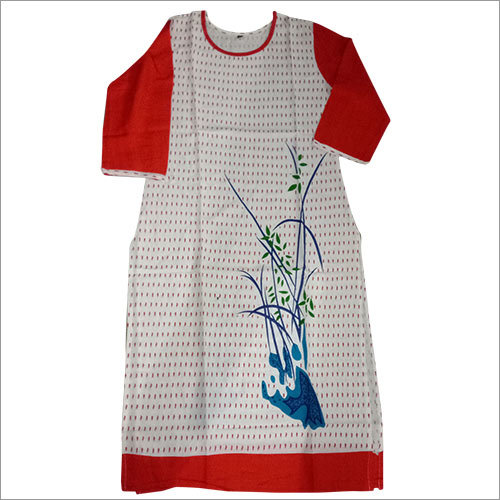 Women Cotton Kurtis - Charmeuse Fabric, L/XL/XXL Sizes | Trendy 3-4th Sleeve, Printed Design for Casual Summer Wear