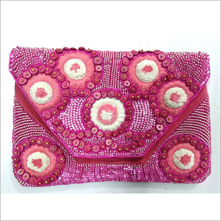 Pink Beaded Pouch