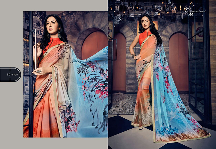 T & M PANACHE VOL 8 GEORGETTE SAREE 4809