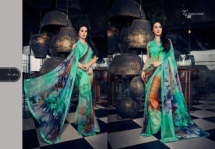 T & M PANACHE VOL 8 GEORGETTE SAREE 4814