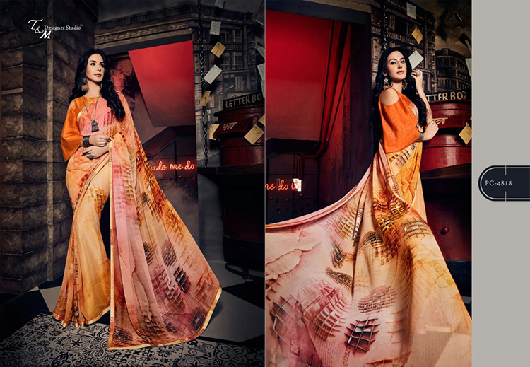 T & M PANACHE VOL 8 GEORGETTE SAREE 4818