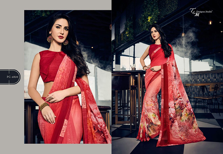 T & M PANACHE VOL 8 GEORGETTE SAREE 4820
