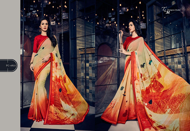 T & M PANACHE VOL 8 GEORGETTE SAREE 4822