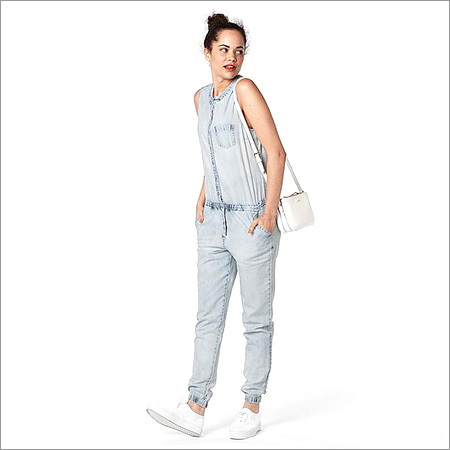 Ladies Designer Jumpsuit - Denim, Sleeveless, Casual Style | Anti-Wrinkle, Waterproof, Washable, No Fade, Easy Dry Clean