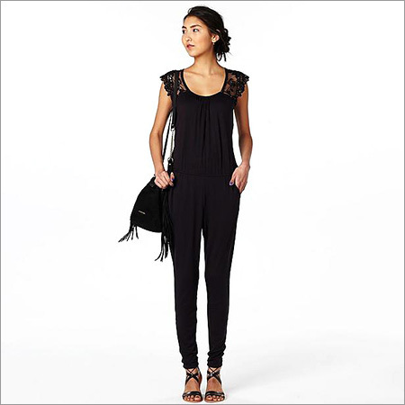 Ladies Fancy Jumpsuit - Silk Embroidered Design in Elegant Black | Short Sleeve Handwork Anti-Wrinkle Waterproof All-Season Washable Beaded and Lace Decoration