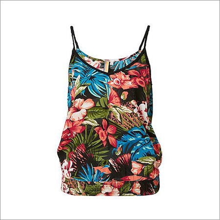 Ladies Tropical Print Tops Decoration Material: Paint