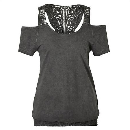 Black Ladies Off Shoulder Casual Top