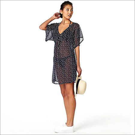 Ladies Dot Print Tunic Dress Decoration Material: Paint