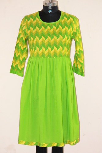 Designer Kurtis - Cotton Silk Blend, Length 1016-1219.2mm, Long Sleeve, Modern Printed Style | Anti-Wrinkle, Quick Dry, Washable, All-Season Wear