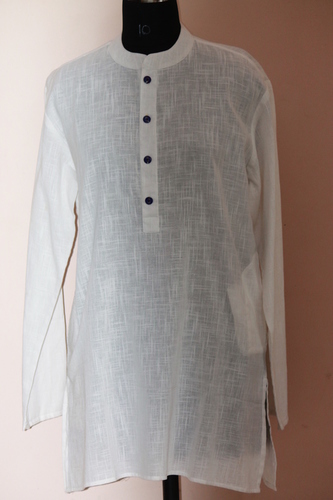 White Plain Kurti - Cotton, Long Sleeve, Sizes S-XXL, Length 914.4-1143 mm | Anti-Wrinkle, Quick Dry, Washable for Year-Round Wear