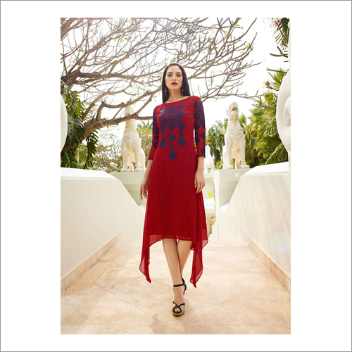 Georgette Embroidered Ladies Kurties