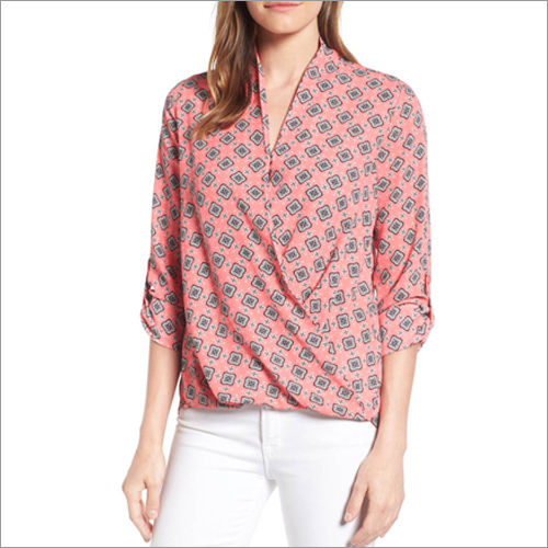 Ladies Poly Cotton Rayon Digital Printed Tops