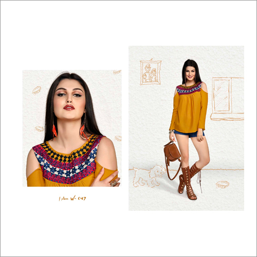 Ladies Off Shoulder Designer Western Top