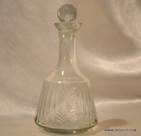 Glass Craft Glass Hand blown crystal wine decanter green color glass bottle