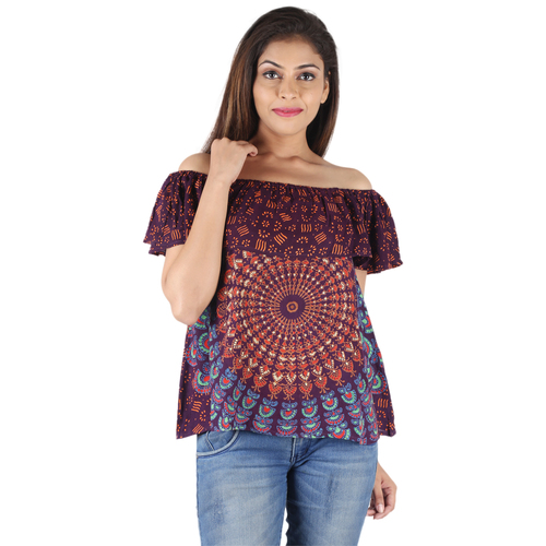 Mix Colours Rayon Mandala Block Printed Top