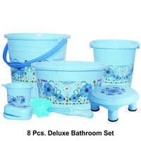 Mix With Printed Plastic Bathroom Products 8 Pc Deluxe
