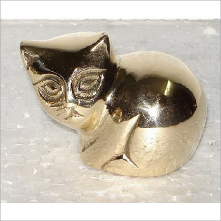 Golden Decorative Brass Cat Figurine