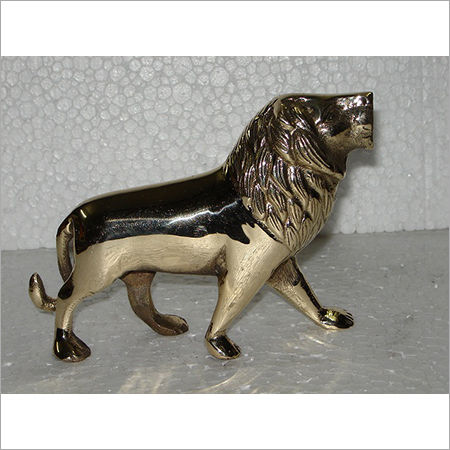 Golden Decorative Brass Lion Figurine