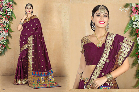 SAROJ KANJIVARAM SILK SAREE 1003 - Luxurious 100% Silk Material | Exquisite Traditional Design with Vibrant Colors and Timeless Elegance