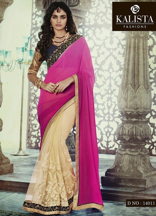 KALISTA QUEEN VOL 1 SAREE 14011 - Silk Blend, 5.5 Meters, Pink | Elegant Design, Intricate Embroidery, Blouse Piece Included