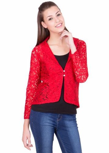 Red Net Textured Blazer