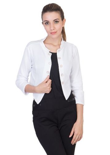 White Open Style Collar Blazer