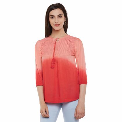Ants Two Colour Lace At Neck Top