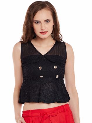 Ants Stylish Peplum Top - Polyester Blend, Sizes S-XL, Black | Comfortable Fit, Elegant Look, Easy Care, Stylish Design, Versatile Style