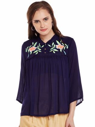Ants Flower Embroidery Top