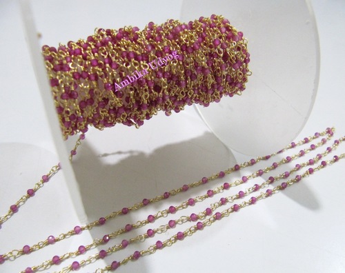 Fancy Lab Created Ruby Beaded Chain