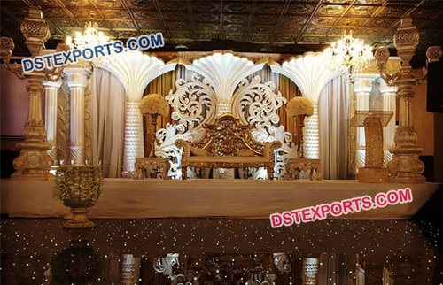 Fiber Carved Pillar Wedding Stage