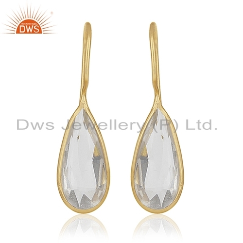 Crystal Quartz Gemstone Earrings Silver Jewelry