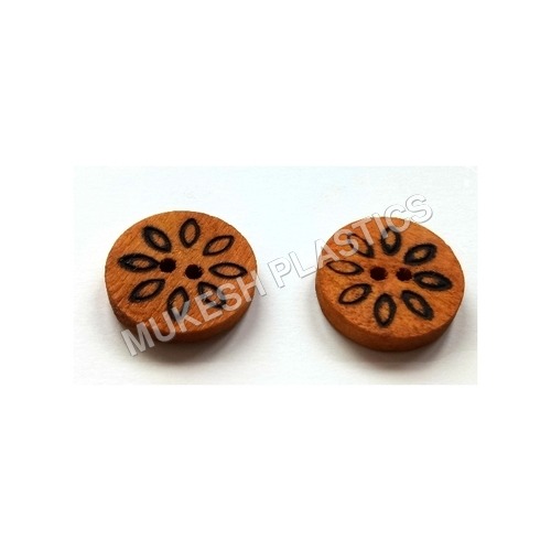 Flower Engraved Wood Button