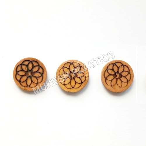 Flower Engraved Wooden Button