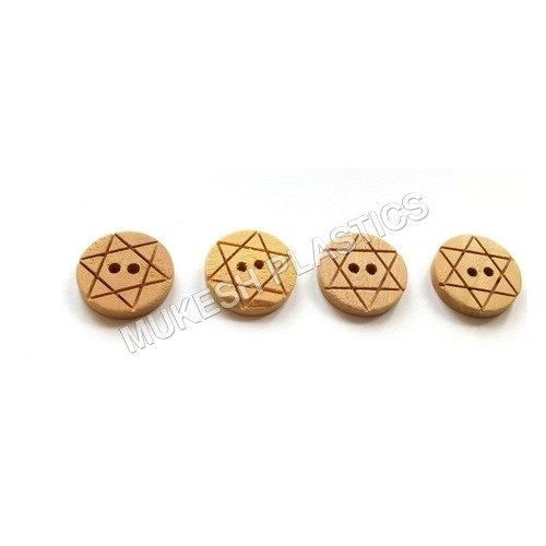 Star Convex Wooden Button