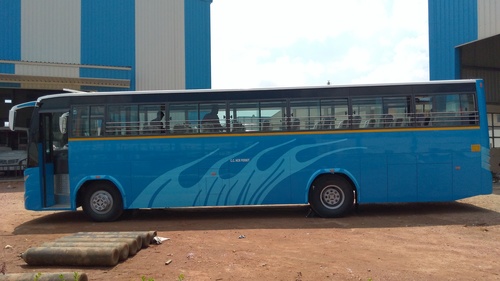 Side View Of blue luxury bus