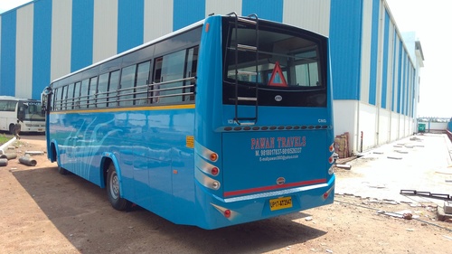 Blue Buses back view