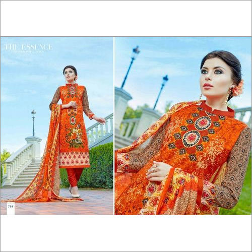Cotton Silk Sanam Salwar Suit - Orange, Full Sleeves | Quick Dry, Washable, Printed Design