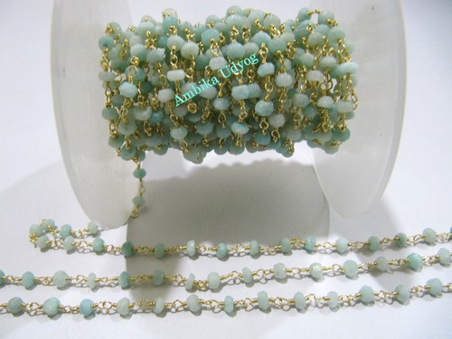 Amazonite Rondelle Faceted Beaded Chain